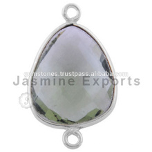 Atacado Gemstone Connectors 925 Sterling Silver bezel gemstone links